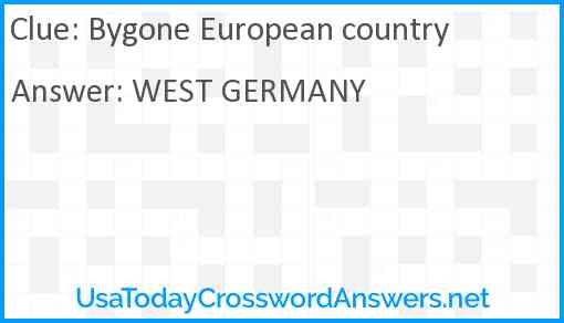 Bygone European country Answer