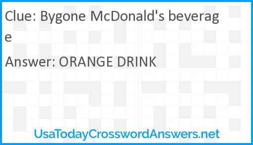 Bygone McDonald's beverage Answer