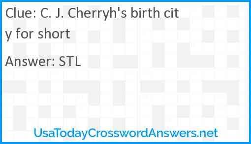 C. J. Cherryh's birth city for short Answer