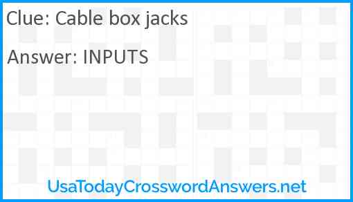 Cable box jacks Answer