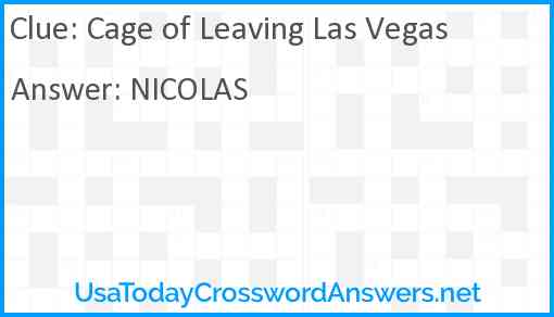 Cage of Leaving Las Vegas Answer