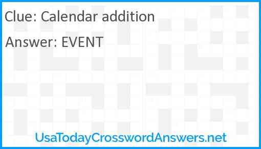Calendar addition Answer