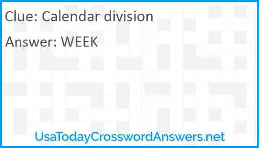 Calendar division Answer