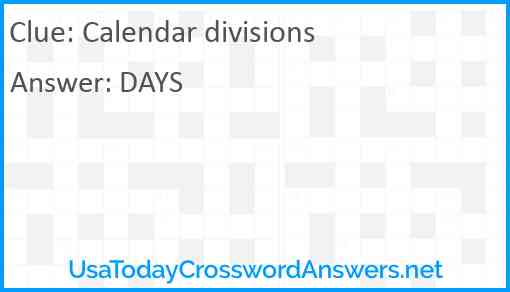 Calendar divisions Answer