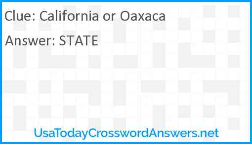 California or Oaxaca Answer