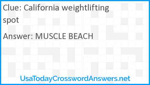 California weightlifting spot Answer