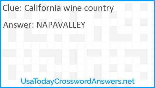 California wine country Answer