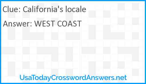 California's locale Answer