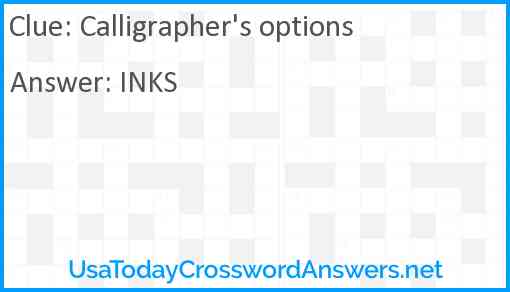 Calligrapher's options Answer