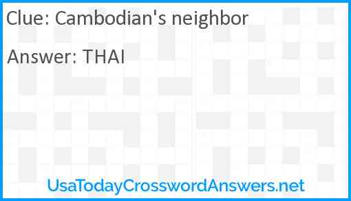 Cambodian's neighbor Answer