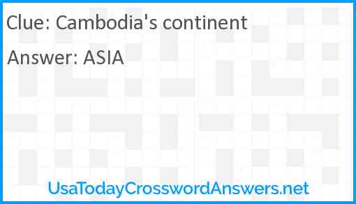 Cambodia's continent Answer