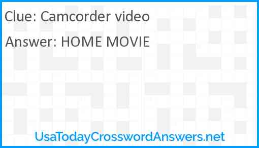 Camcorder video Answer