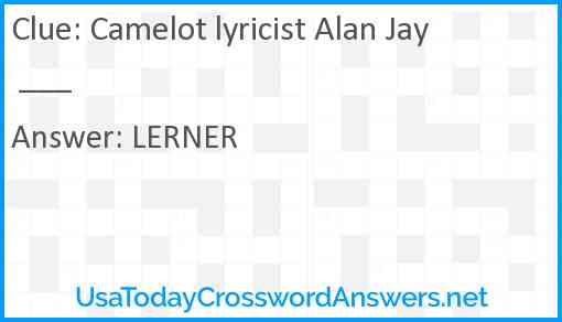 Camelot lyricist Alan Jay ___ Answer