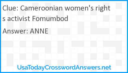 Cameroonian women's rights activist Fomumbod Answer
