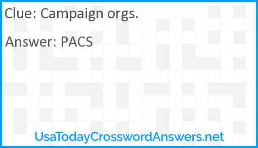 Campaign orgs. Answer