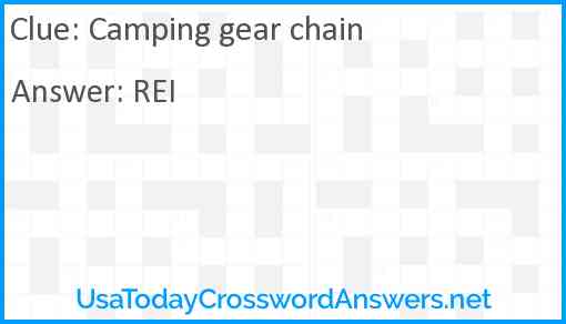 Camping gear chain Answer