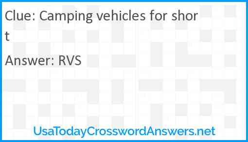 Camping vehicles for short Answer