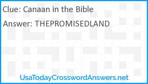 Canaan in the Bible Answer