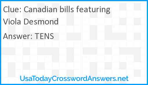 Canadian bills featuring Viola Desmond Answer
