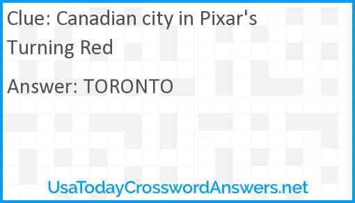 Canadian city in Pixar's Turning Red Answer