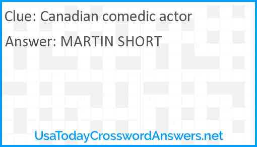 Canadian comedic actor Answer