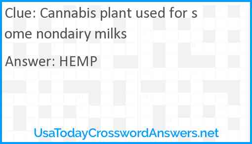 Cannabis plant used for some nondairy milks Answer