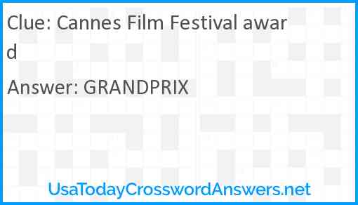 Cannes Film Festival award Answer