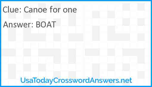 Canoe for one Answer