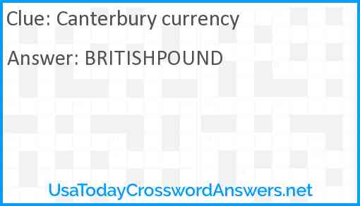 Canterbury currency Answer