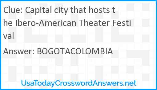 Capital city that hosts the Ibero-American Theater Festival Answer