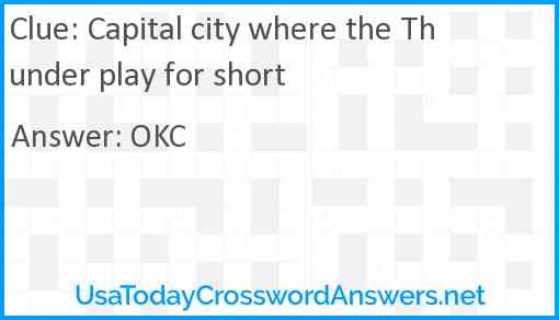 Capital city where the Thunder play for short Answer