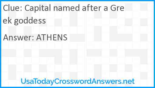 Capital named after a Greek goddess Answer