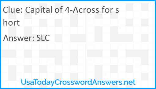 Capital of 4-Across for short Answer