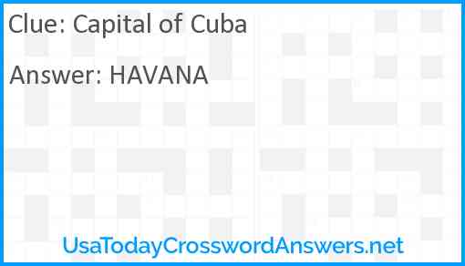 Capital of Cuba Answer