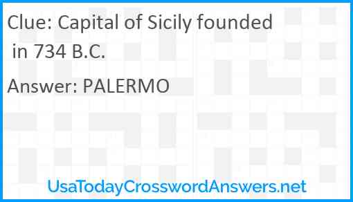 Capital of Sicily founded in 734 B.C. Answer