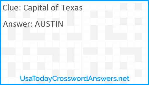 Capital of Texas Answer
