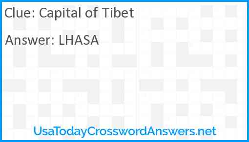 Capital of Tibet Answer