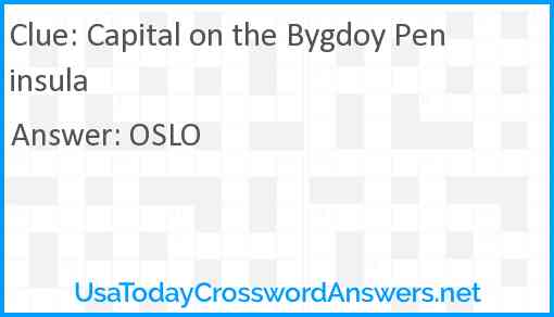 Capital on the Bygdoy Peninsula Answer