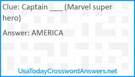 Captain ___ (Marvel superhero) Answer