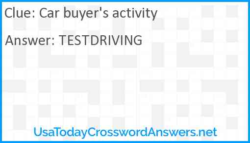 Car buyer's activity Answer
