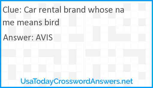 Car rental brand whose name means bird Answer