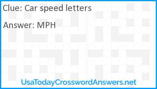 Car speed letters Answer