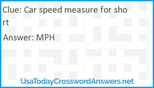 Car speed measure for short Answer