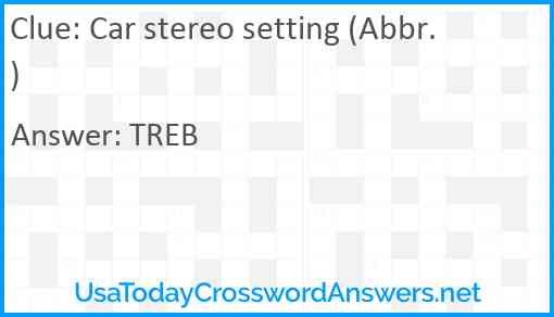 Car stereo setting (Abbr.) Answer