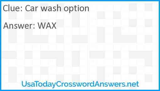 Car wash option Answer