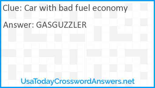 Car with bad fuel economy Answer