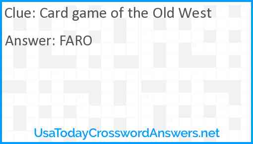 Card game of the Old West Answer