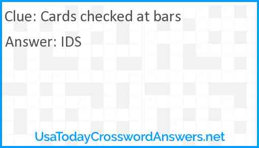 Cards checked at bars Answer