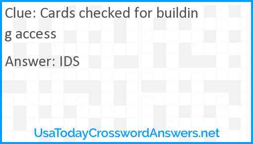 Cards checked for building access Answer
