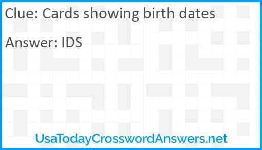 Cards showing birth dates Answer